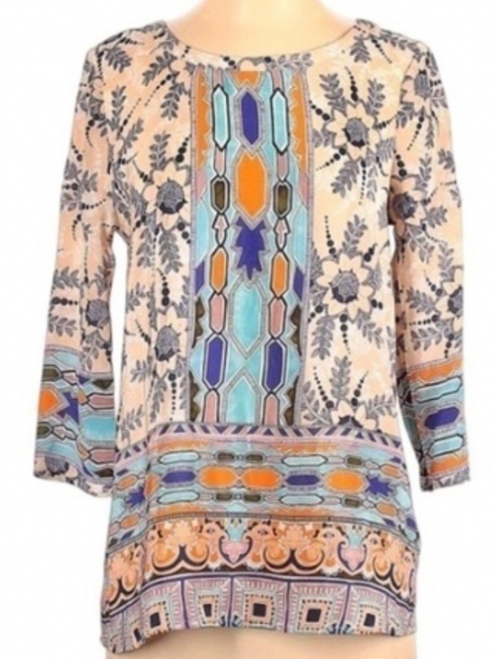 Maeve Tops - Anthropologie Maeve Sydney Silk Boho Button-up Tunic Multicolor Top size 6